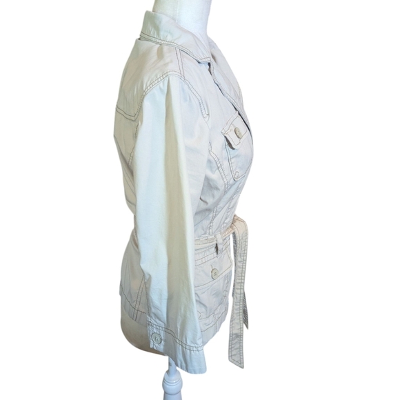 LOFT Cream Fitted Utility Cotton Belted Jacket Bella Swan Vibes Sz S - Picture 3 of 10